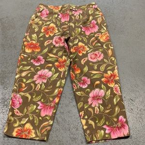 Talbots Floral Cotton Stretch Capris Size 8P